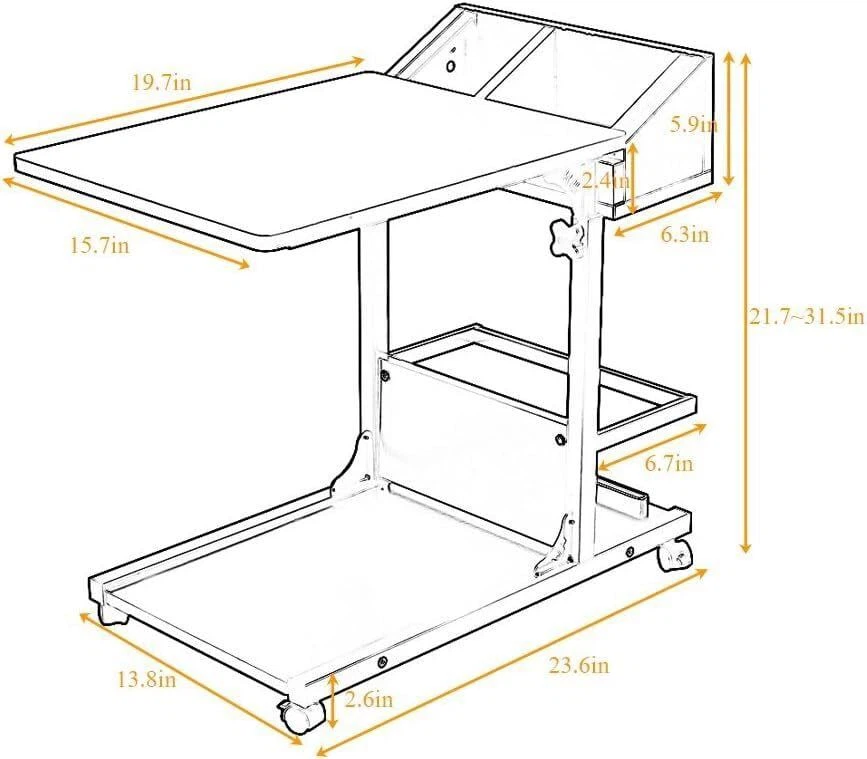 Adjustable Bedside Table with Wheels - photo 3