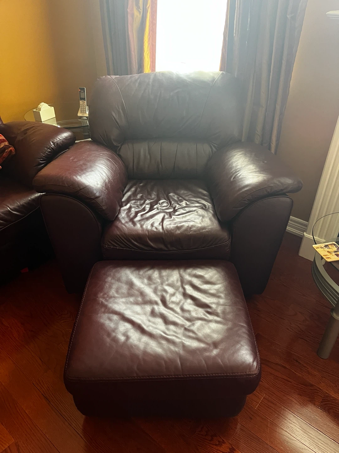 5 PC Burgundy Leather Sofa Set - photo 3