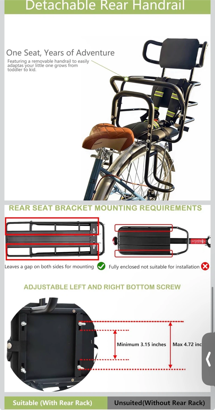 Child Bike Seat with Steel Structure