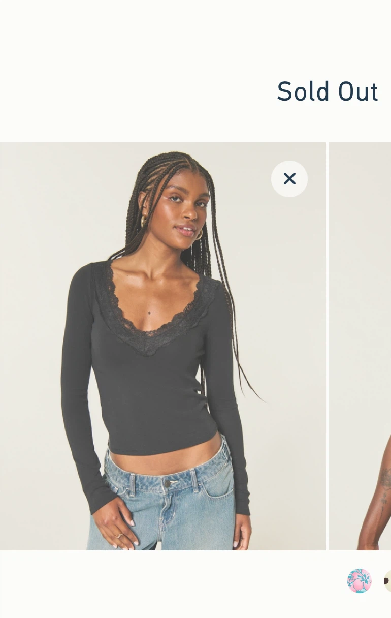 Hollister Lace Trim V Neck Top Lace - photo 3