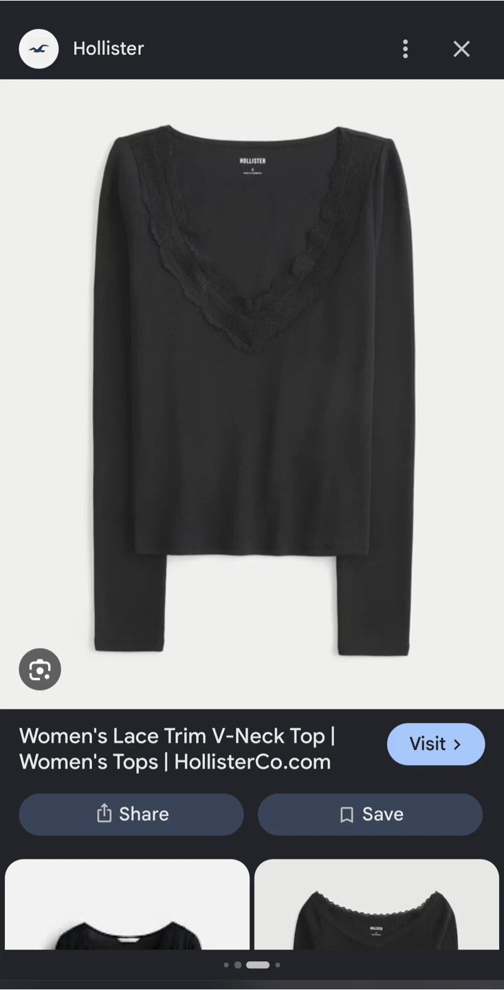 Hollister Lace Trim V Neck Top Lace - photo 4