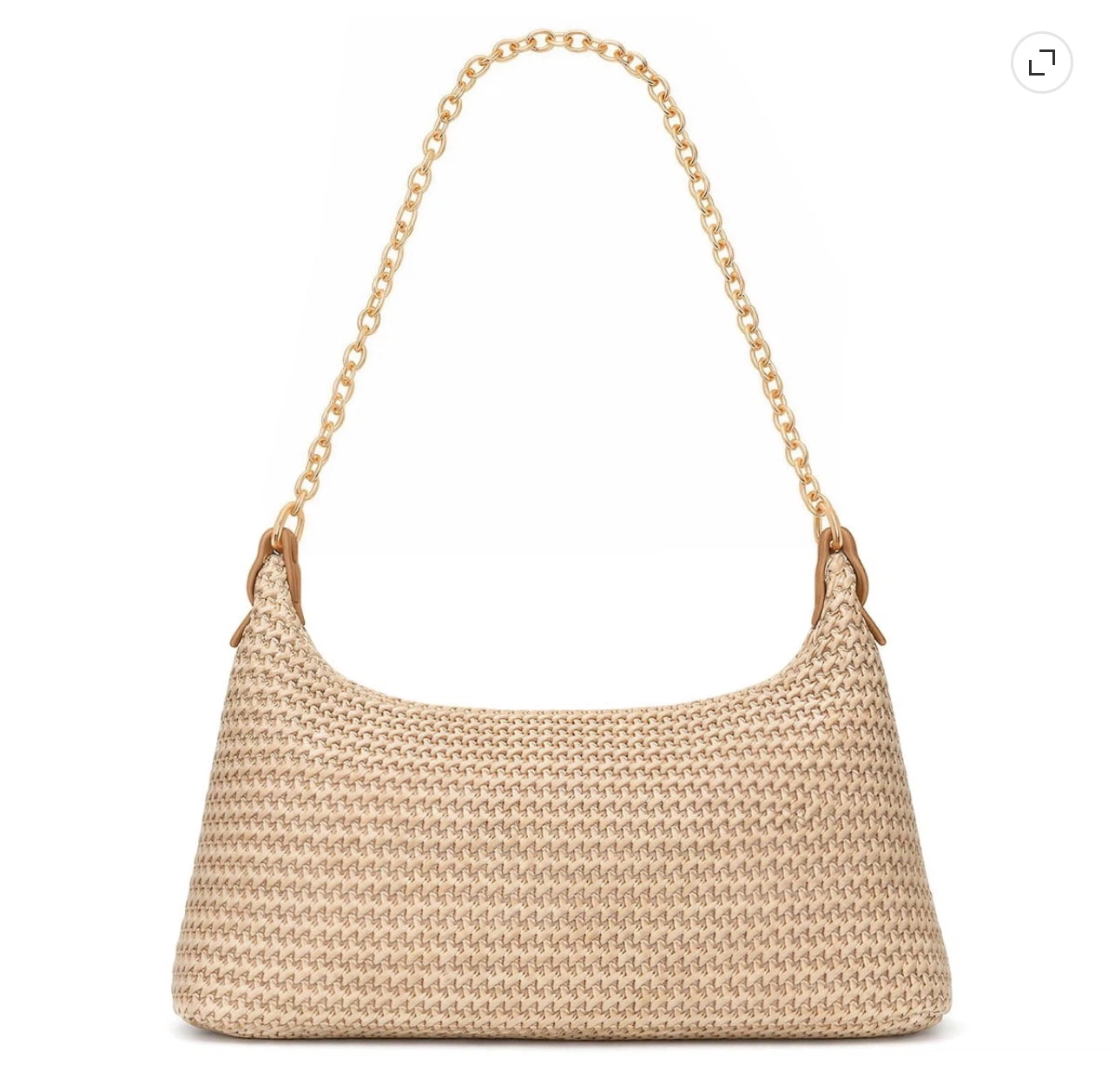 Women's Woven Straw Shoulder Bag with Chain Strap - photo 2
