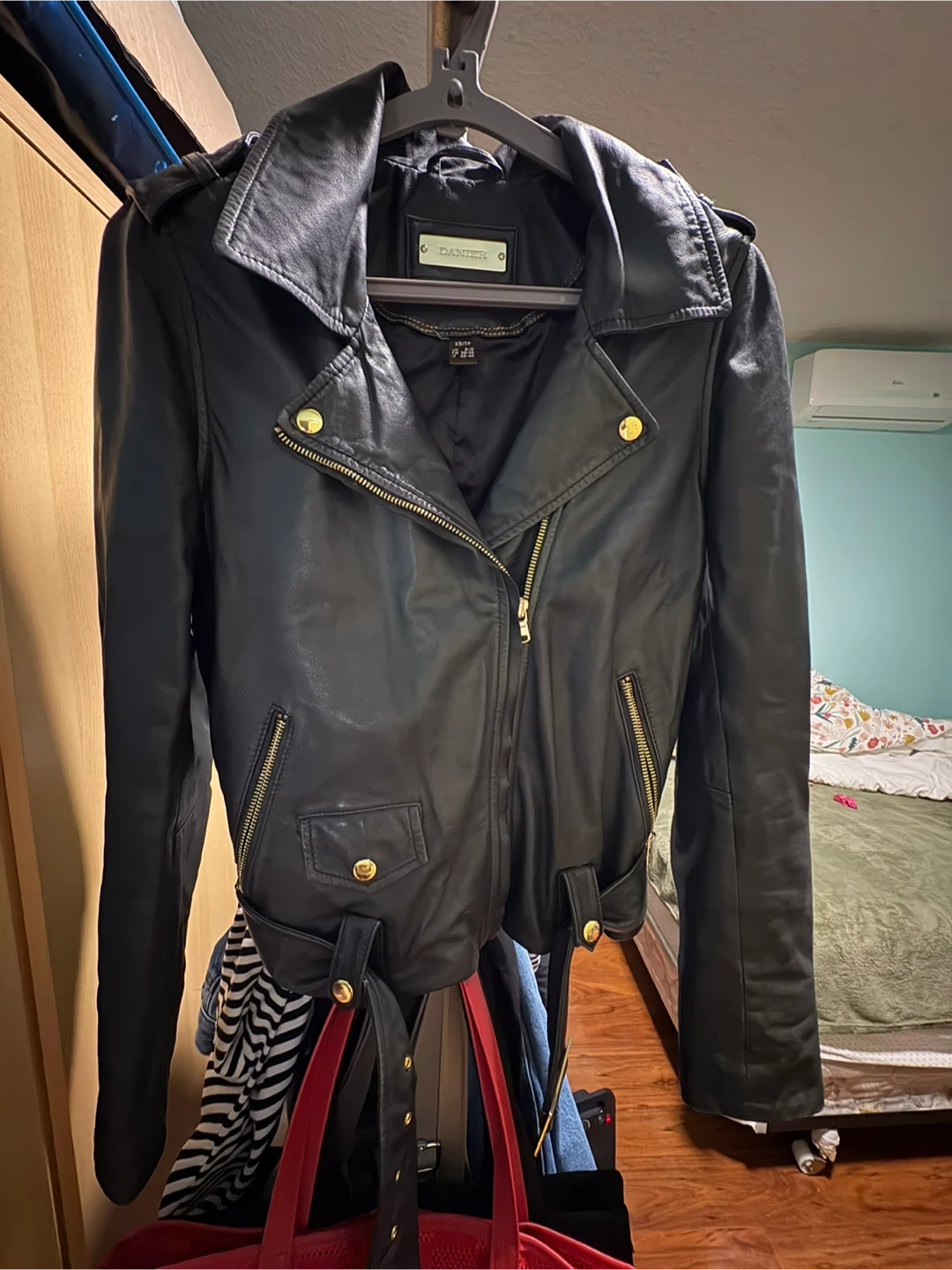 DANIER leather Black Leather Moto Jacket