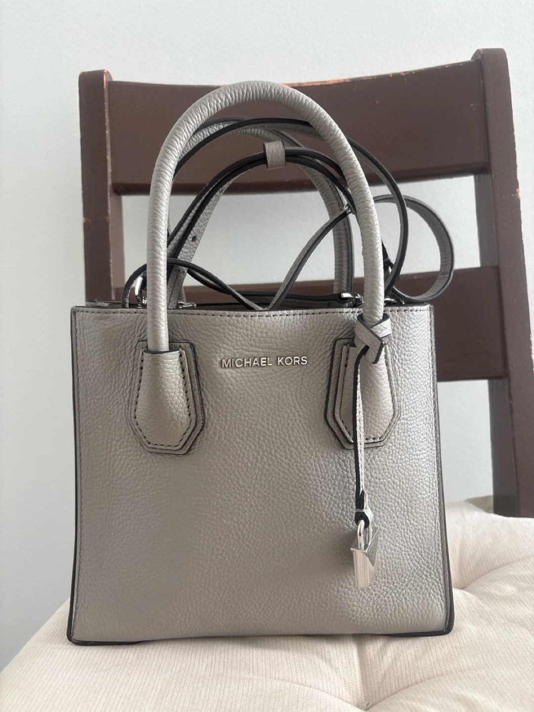 Michael Kors Grey Leather Satchel Bag