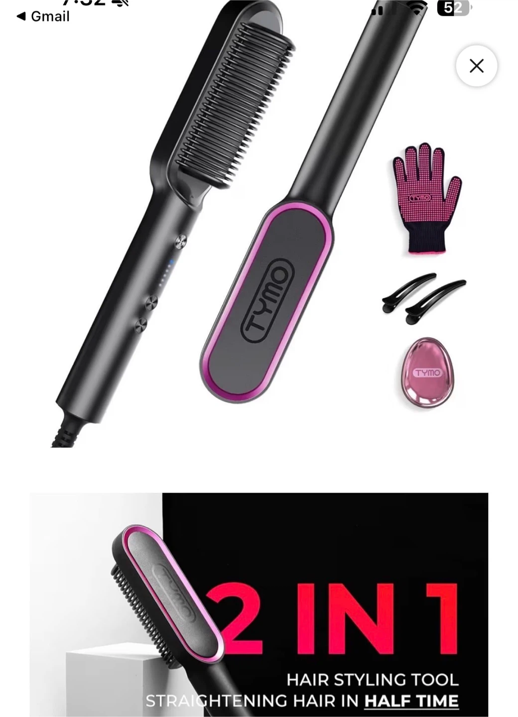 TYMO 2-in-1 Hair Styling Tool Straightening Comb