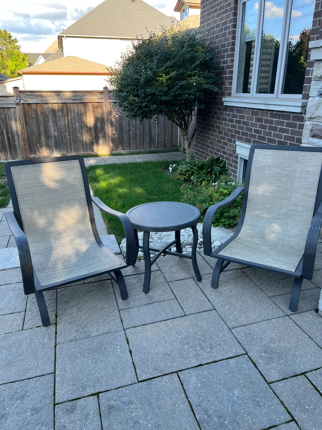 Aluminum Patio Set with 2 chairs and side table