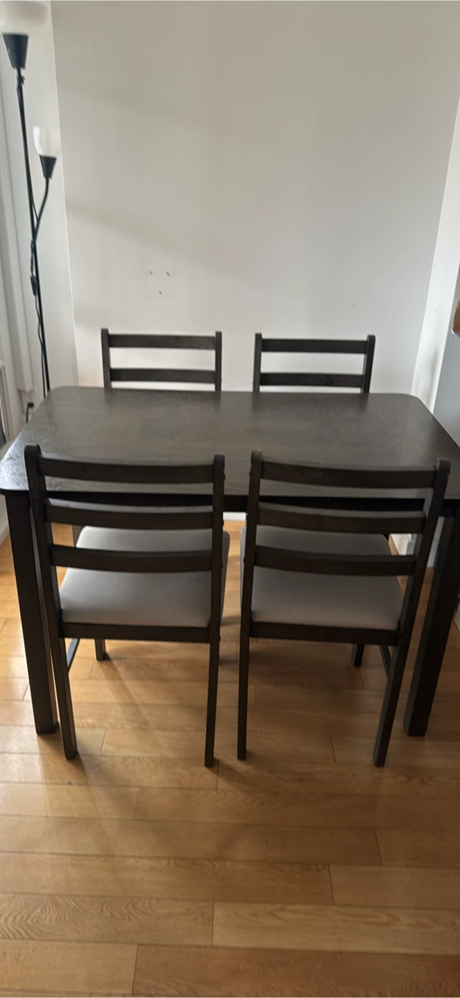 Dark Wood Dining Table Set with 4 Chairs - photo 2