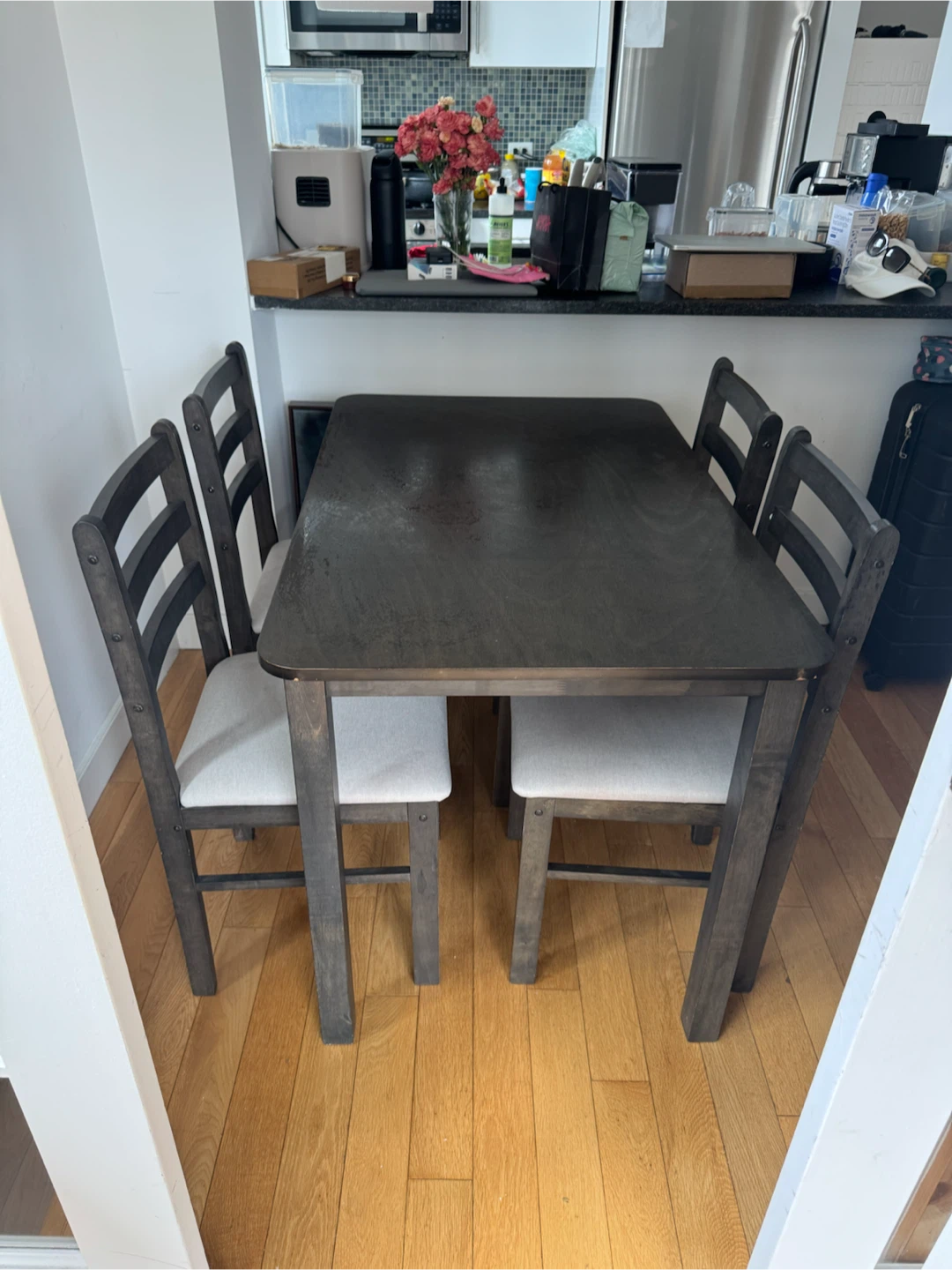 Dark Wood Dining Table Set with 4 Chairs - photo 3