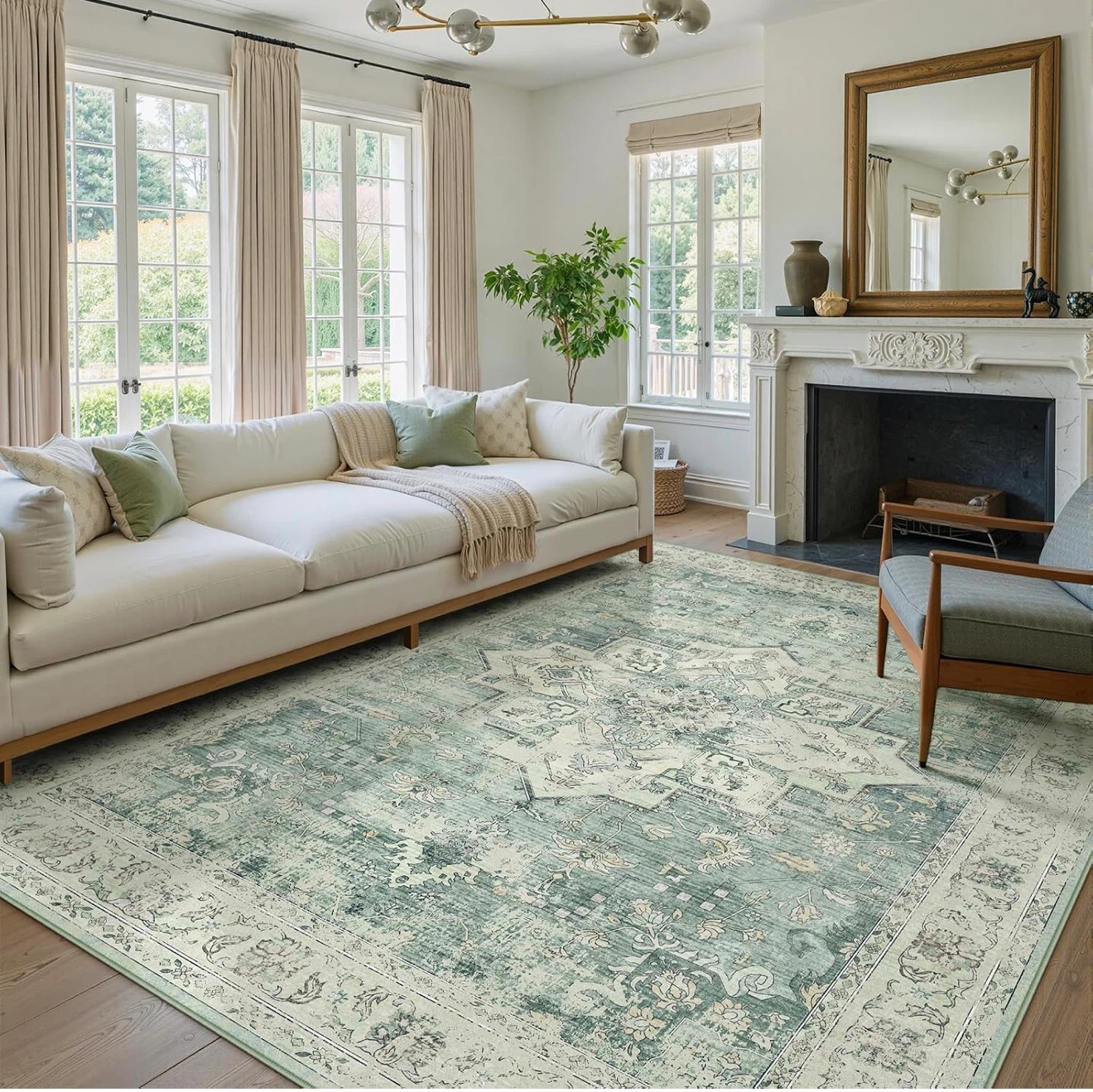 Distressed Medallion Area Rug