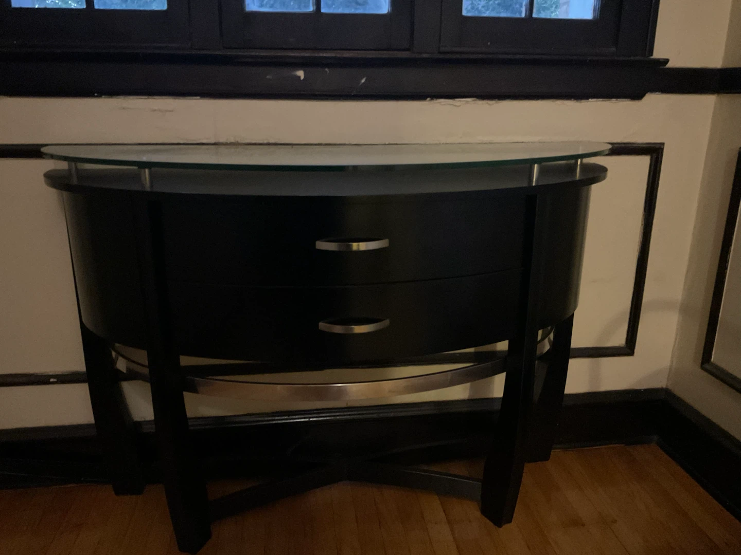 Contemporary Black Demilune Console Table
