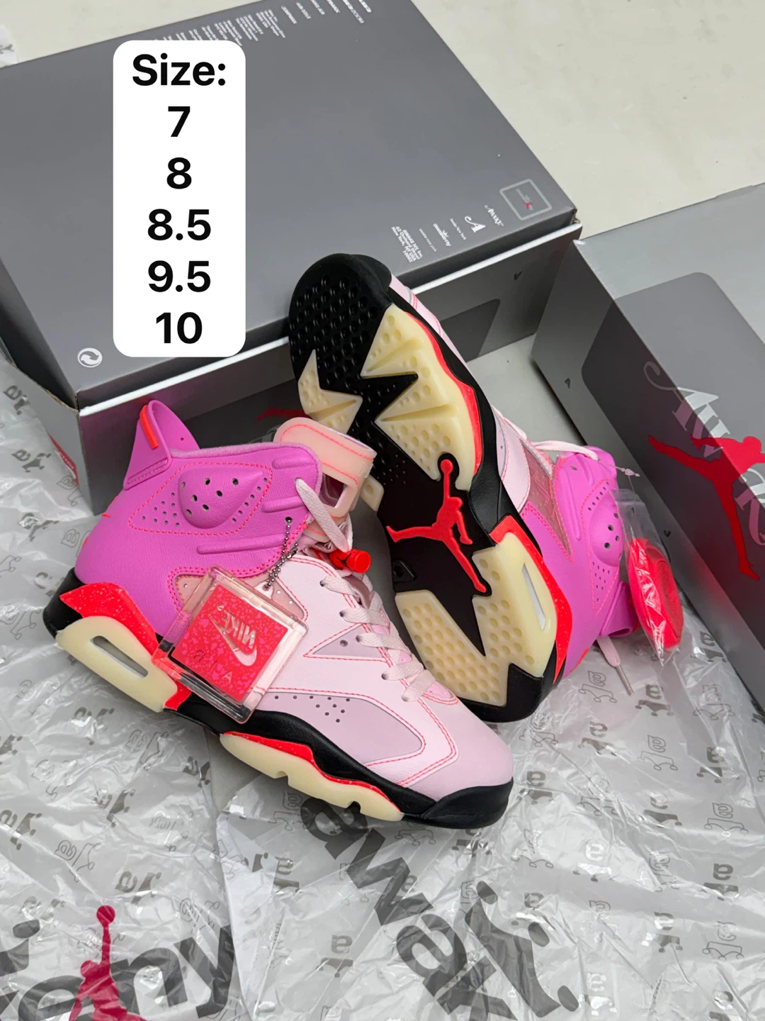 Air Jordan 6 Pink/Black/Red Sneakers