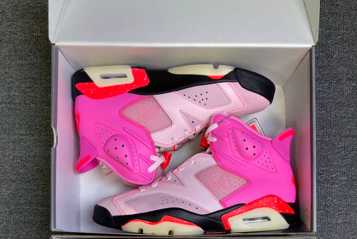 Air Jordan 6 Pink/Black/Red Sneakers - photo 2