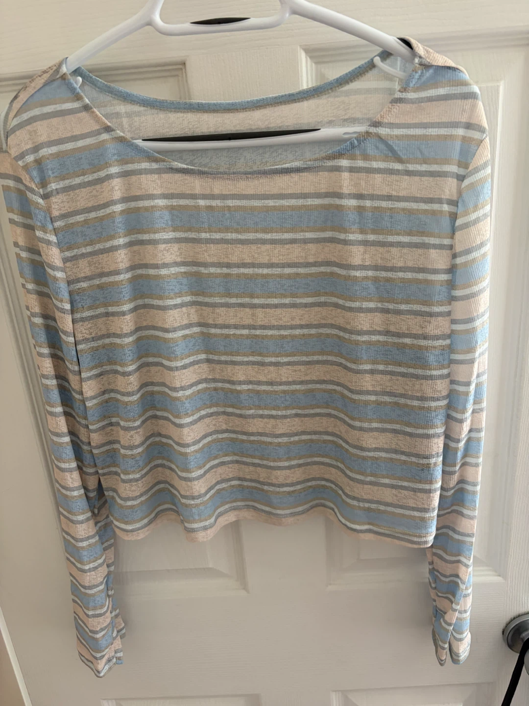 Striped Sheer Long Sleeve Top