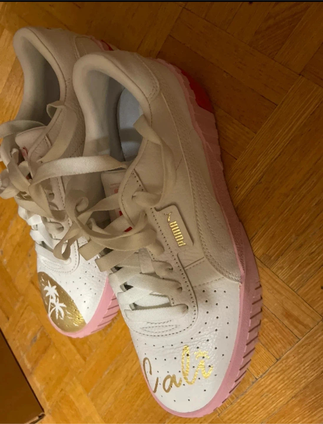 Puma Cali Women's Sneakers White Pink Gold Size 7