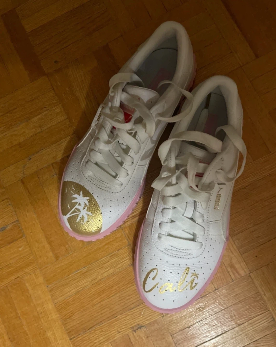 Puma Cali Women's Sneakers White Pink Gold Size 7 - photo 2