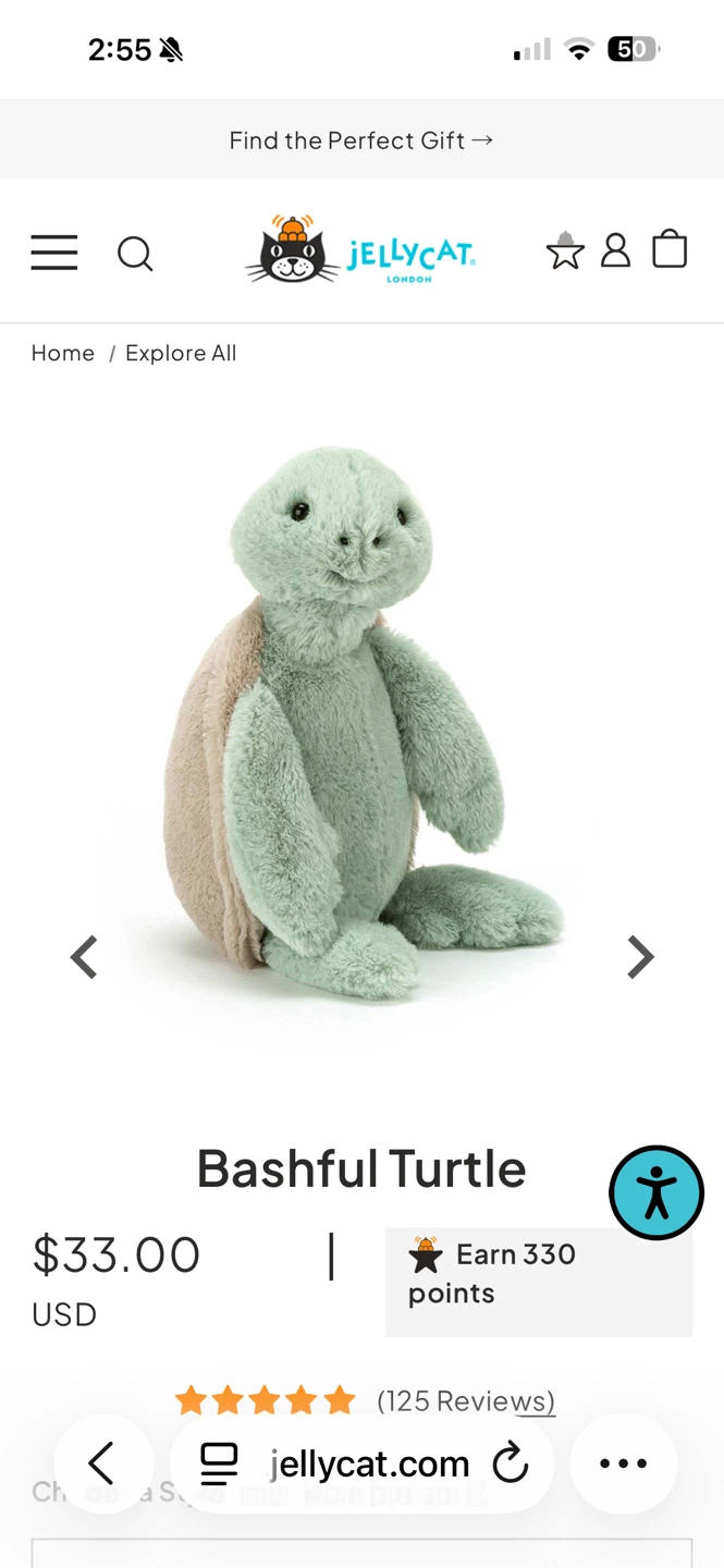 Jellycat Bashful Turtle Medium Size - photo 4