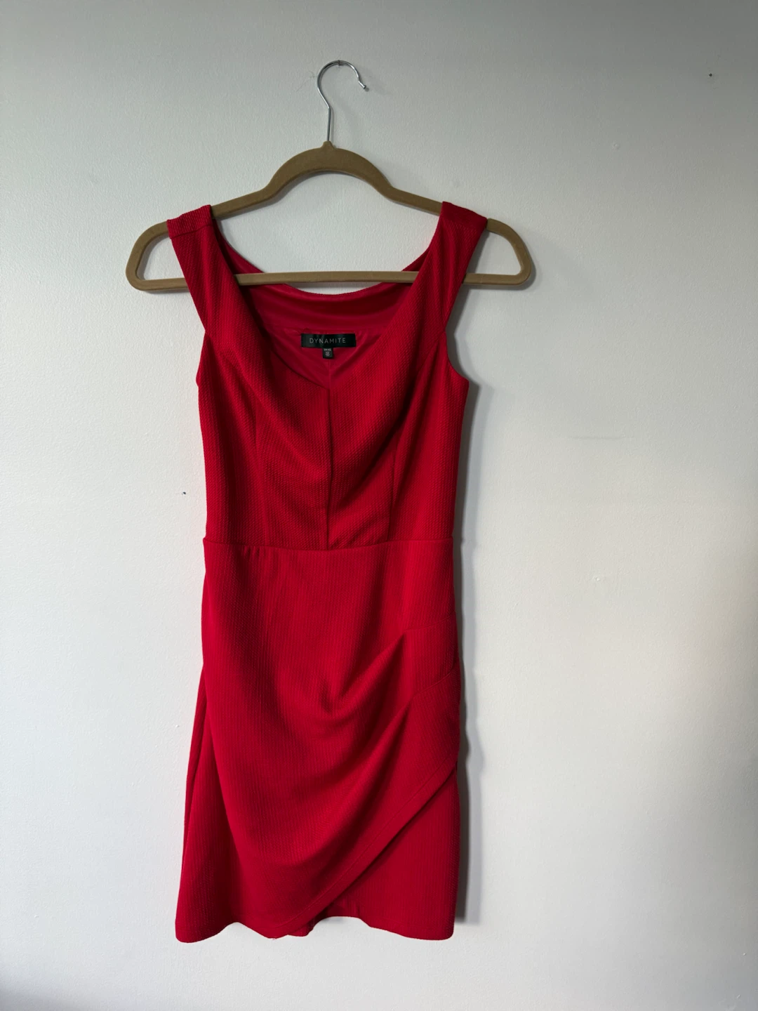 DYNAMITE Red Ruched Bodycon Dress