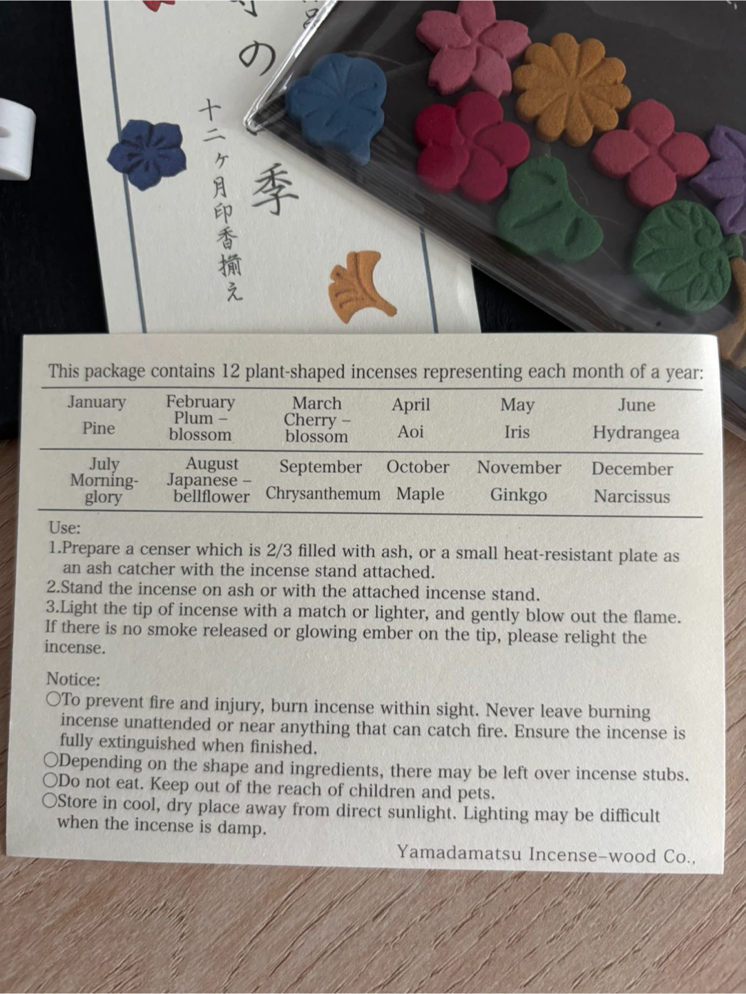 Yamadamatsu Incense - 12 Plant-Shaped Incenses - photo 2