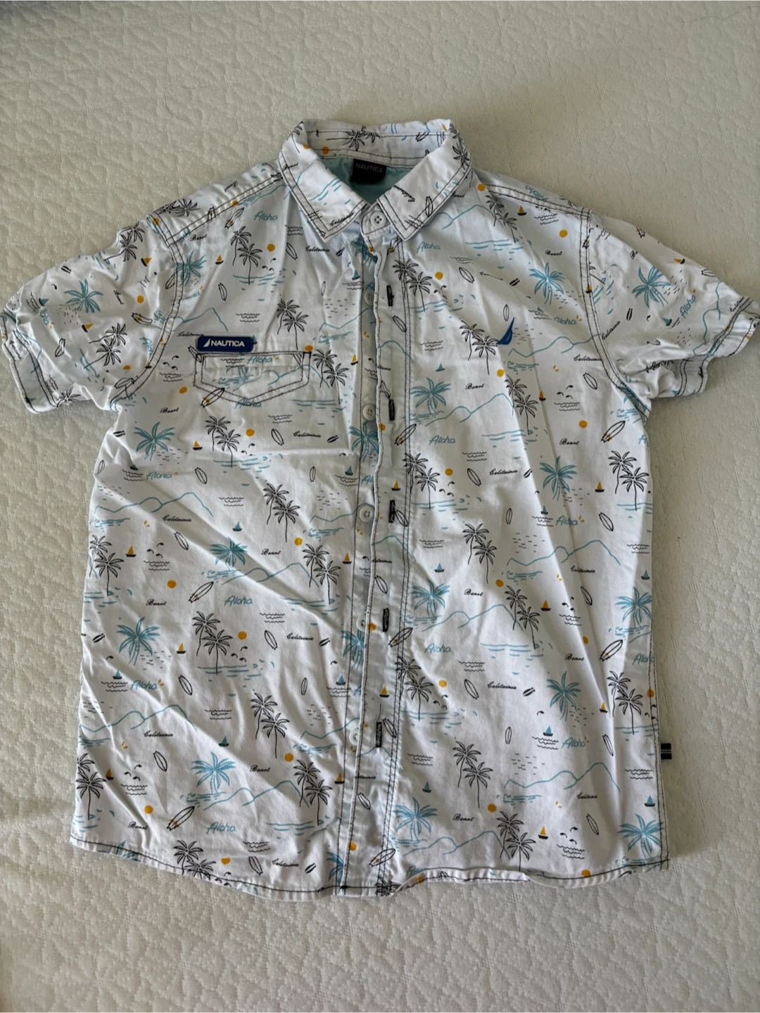 Nautica Boys Short Sleeve Button-Up Shirt