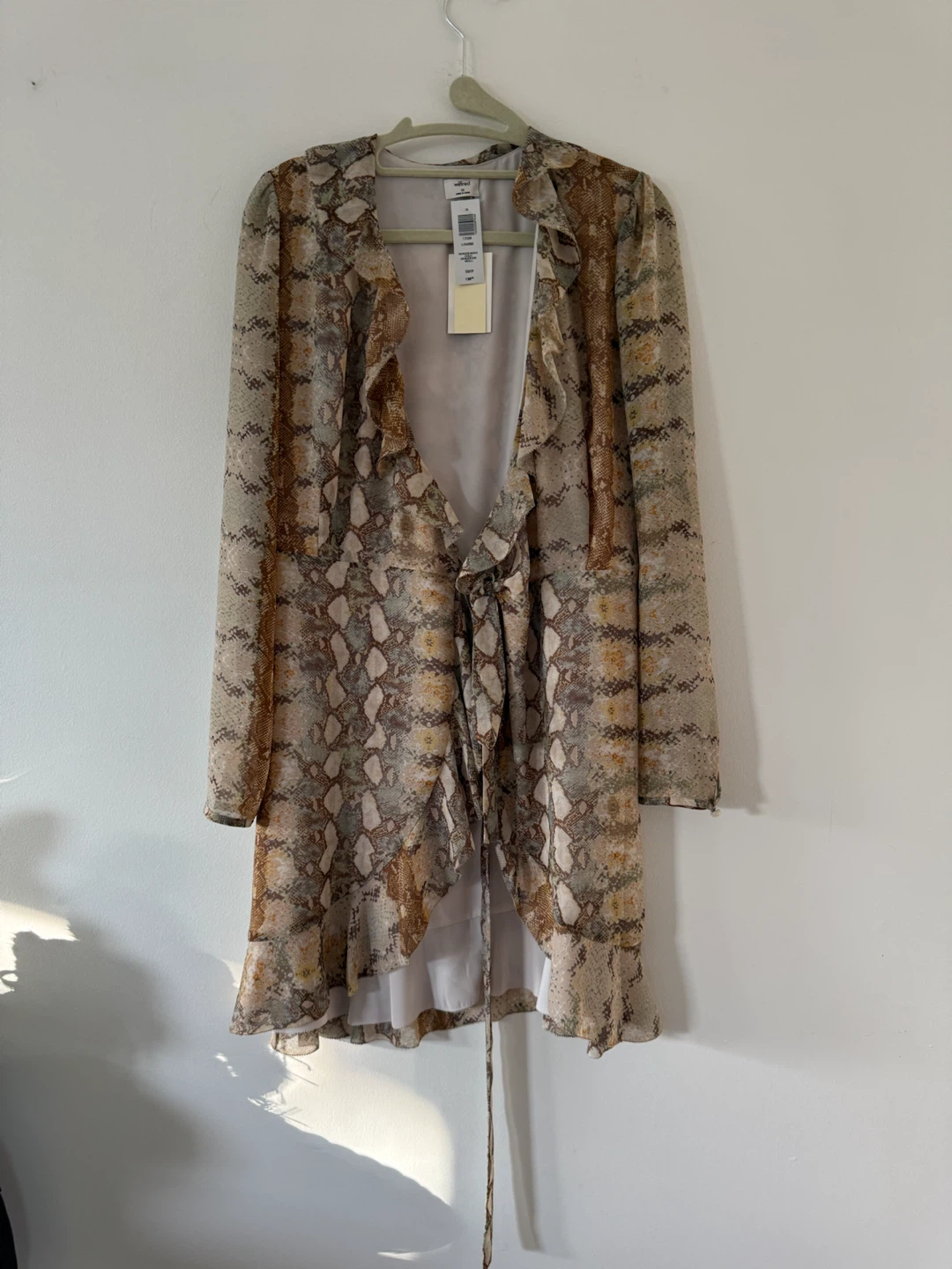 Women's Snake Print Ruffle Wrap Dress