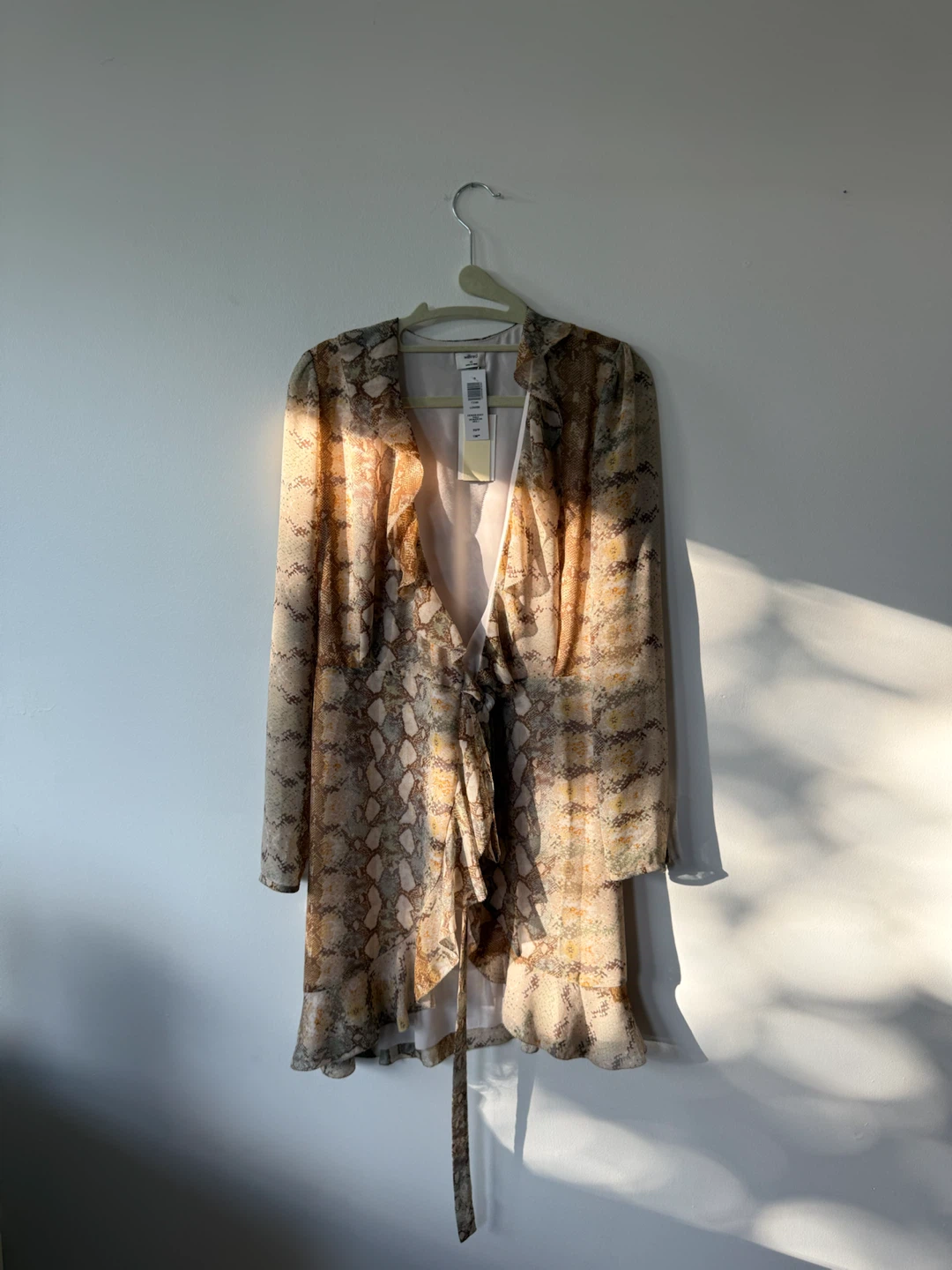 Women's Snake Print Ruffle Wrap Dress - photo 2