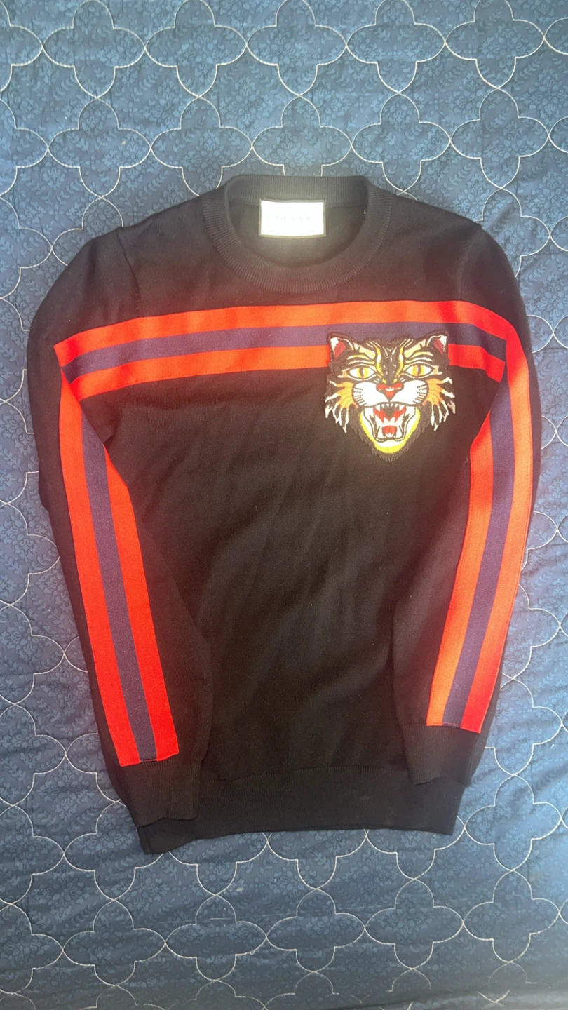 Gucci Tiger Embroidered Striped Sweater - photo 2