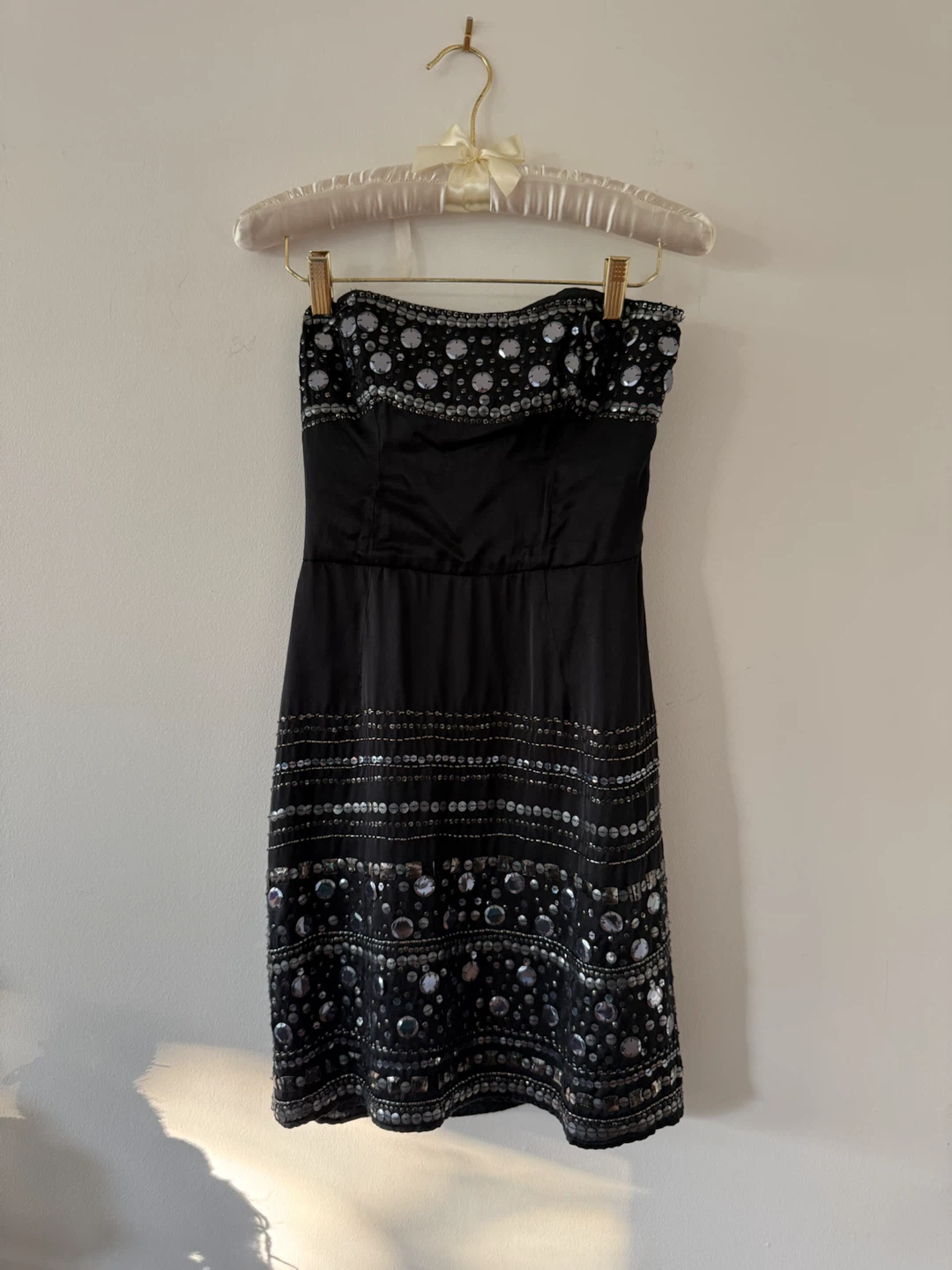 Black Sequin Strapless Dress