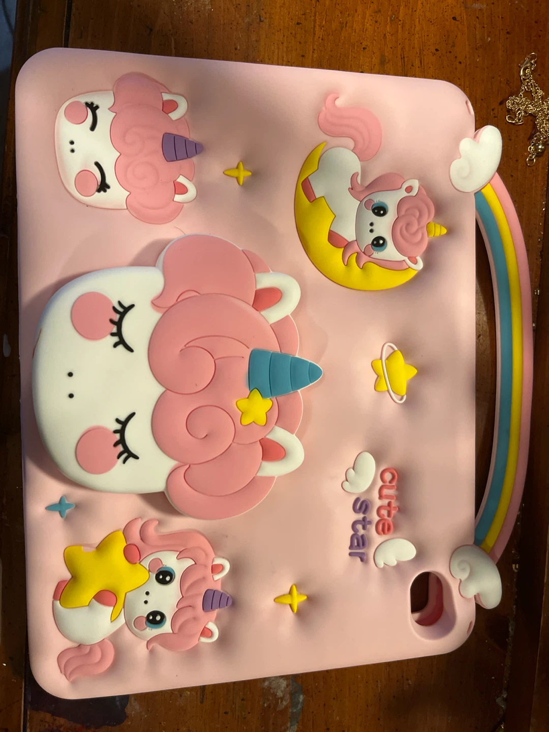 Pink Unicorn iPad Case with Rainbow Handle and Lanyard