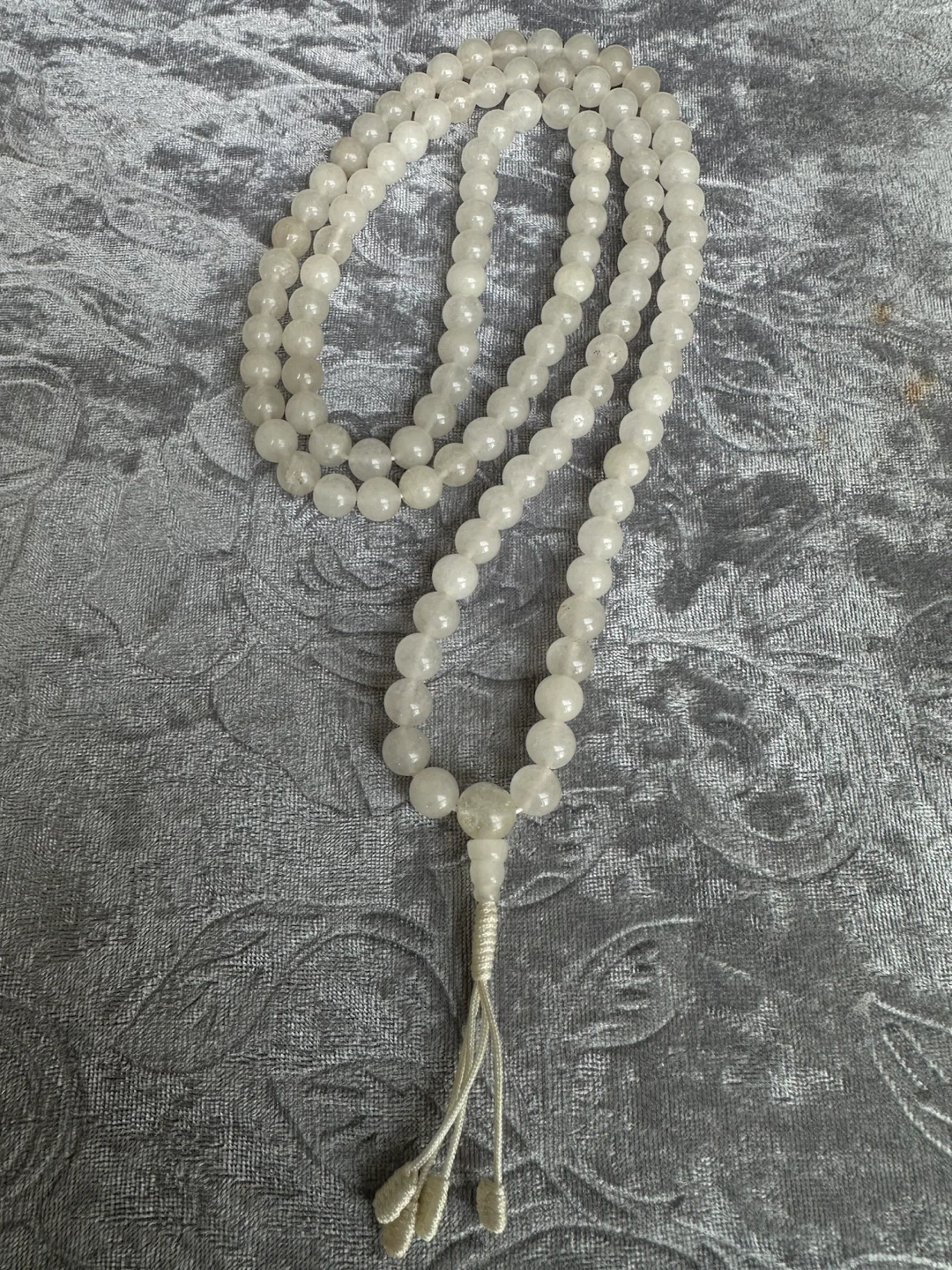 Genuine White Quartz 108 Mala Bead  Necklace - photo 2