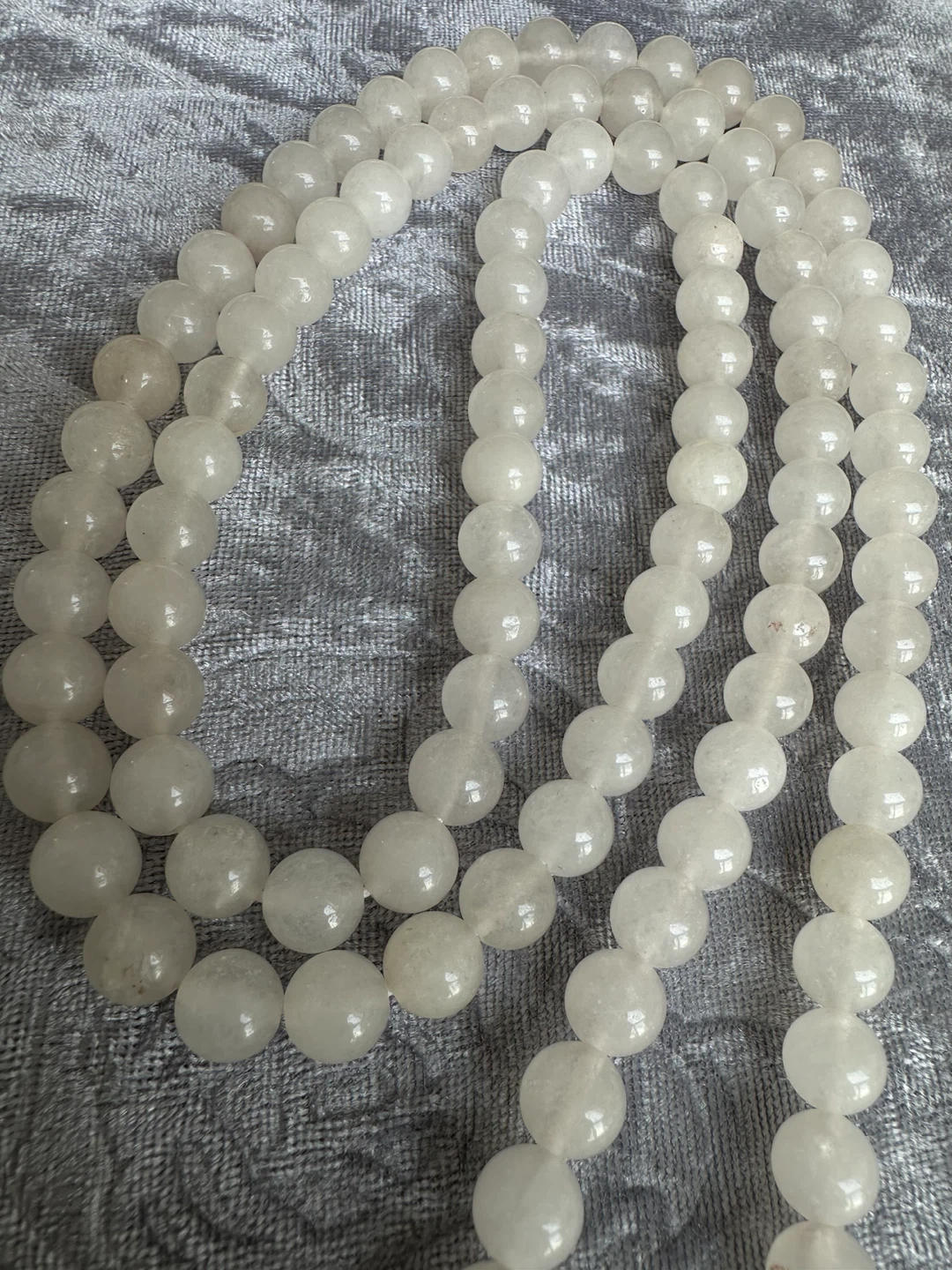 Genuine White Quartz 108 Mala Bead  Necklace - photo 3