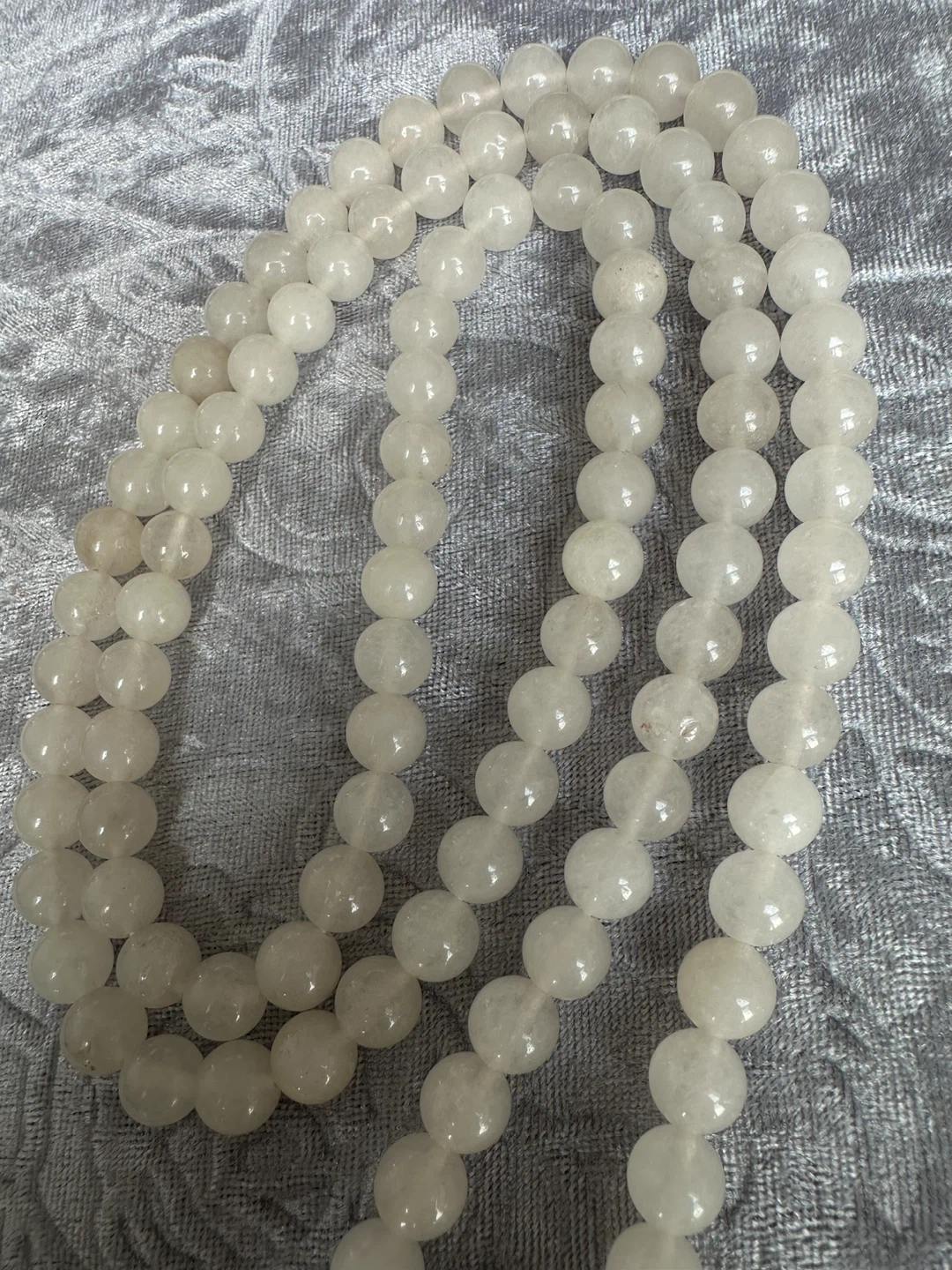 Genuine White Quartz 108 Mala Bead  Necklace - photo 5