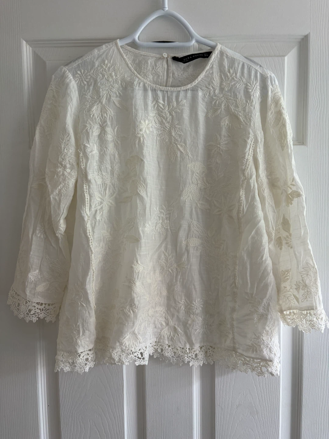 White Embroidered Zara Woman Blouse