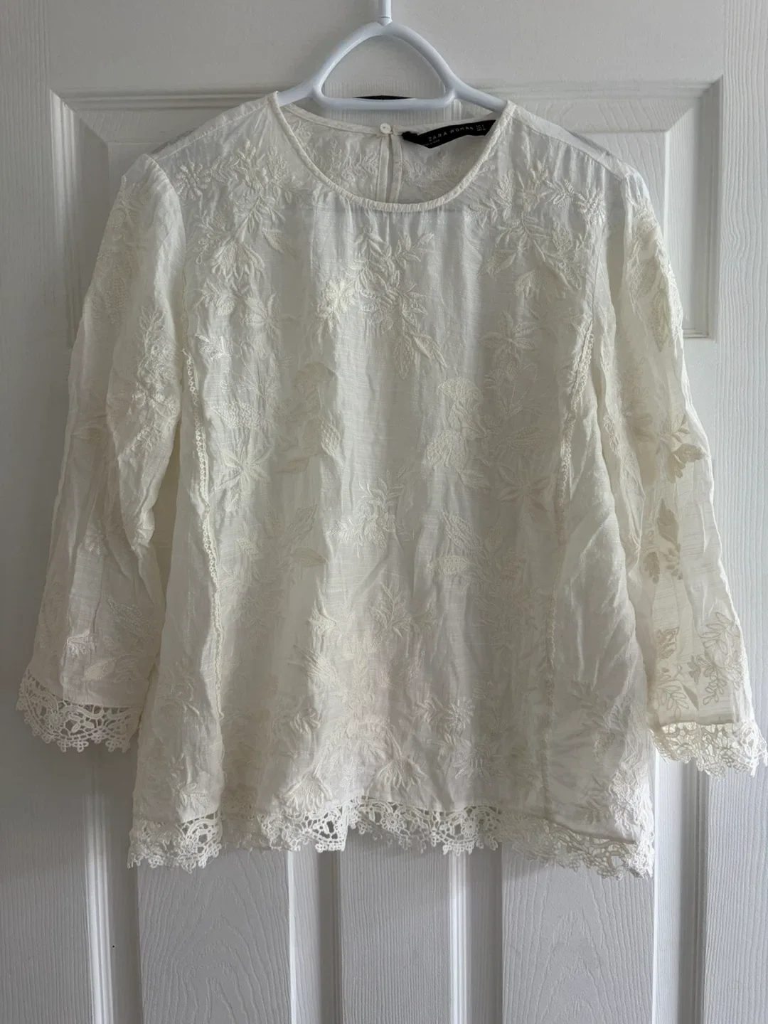 White Embroidered Zara Woman Blouse