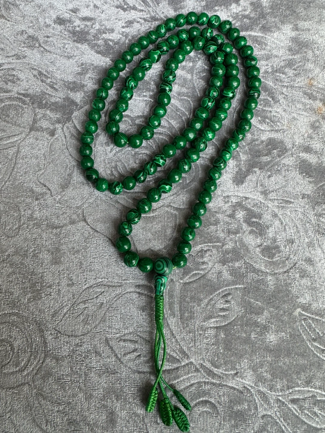 *Genuine Malachite 108 Mala Bead  Necklace - photo 3