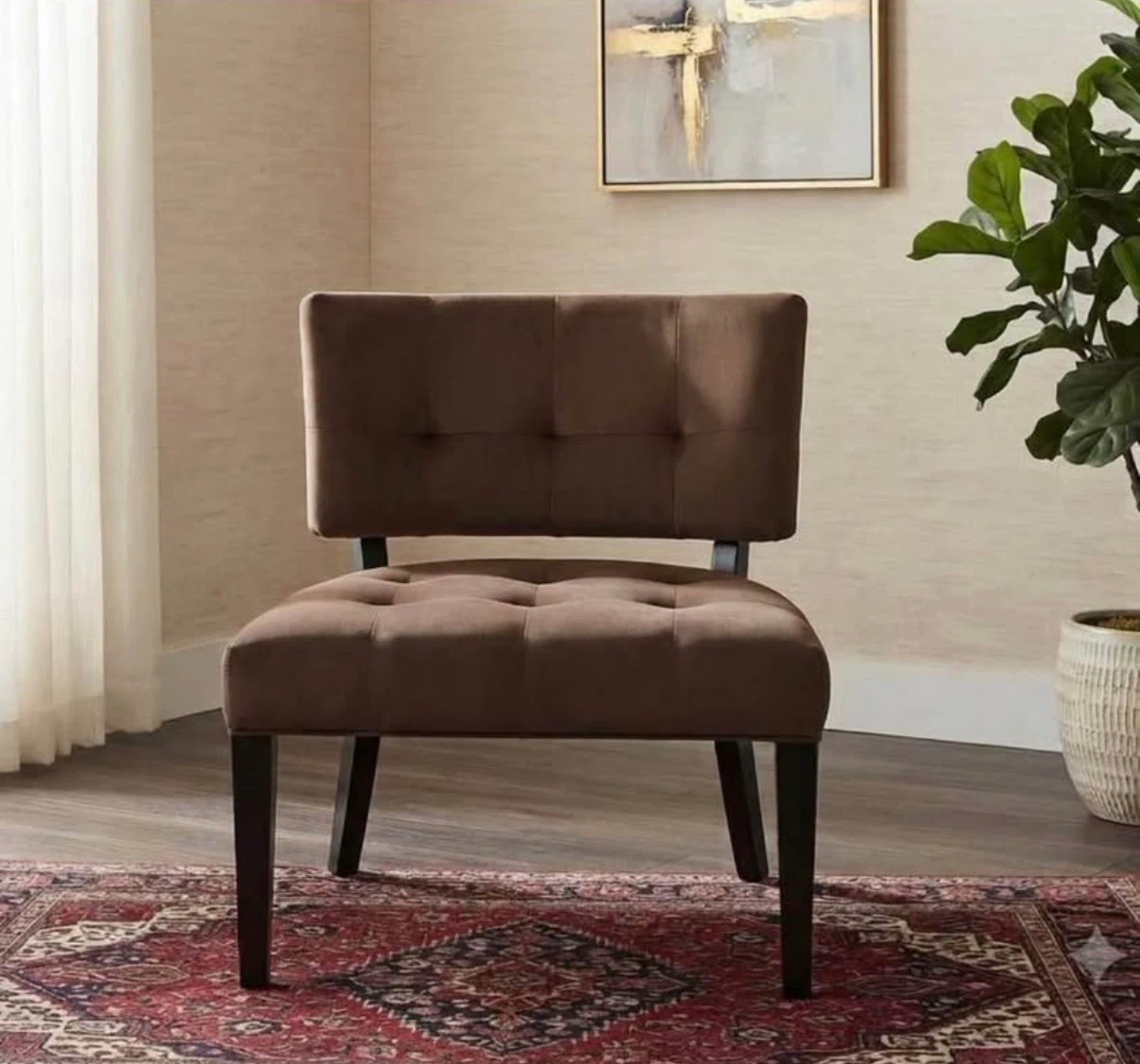 Brown Tufted Accent Chair