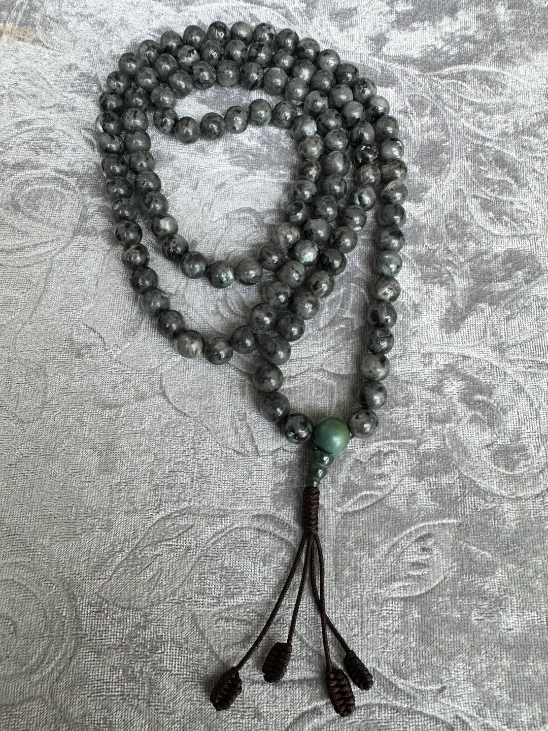 * Genuine Natural Labradorite Gemstone Mala Beads Necklace 108 - photo 2