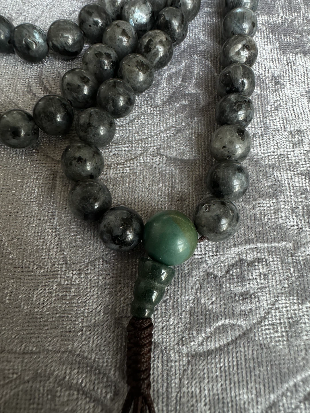 * Genuine Natural Labradorite Gemstone Mala Beads Necklace 108 - photo 3