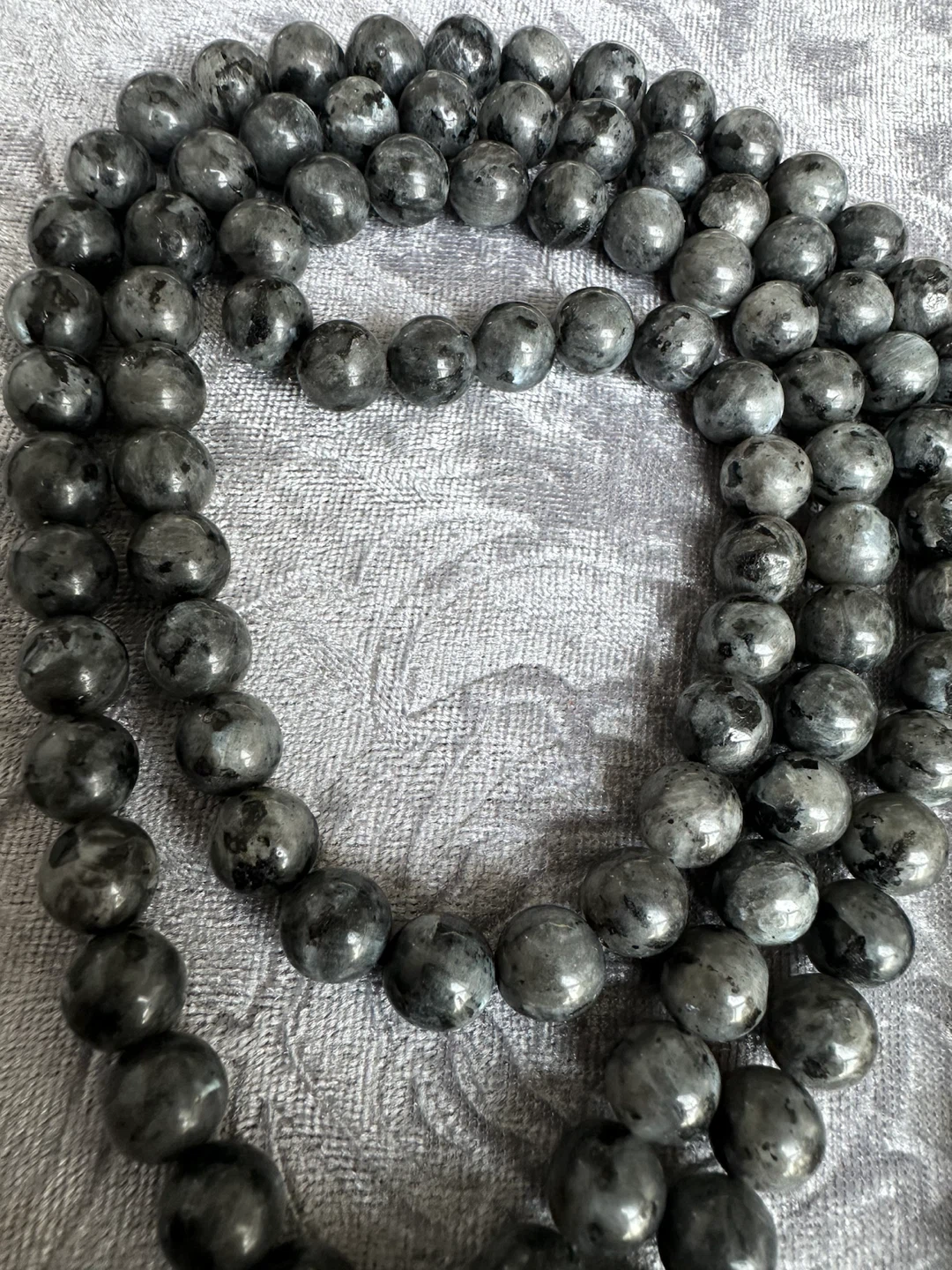 * Genuine Natural Labradorite Gemstone Mala Beads Necklace 108 - photo 5