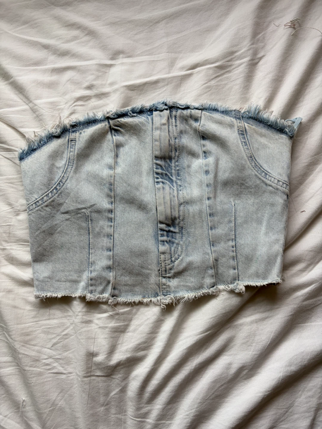 Pull&Bear Light Wash Denim Corset Top