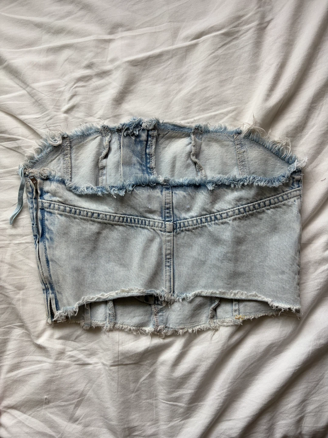 Pull&Bear Light Wash Denim Corset Top - photo 2