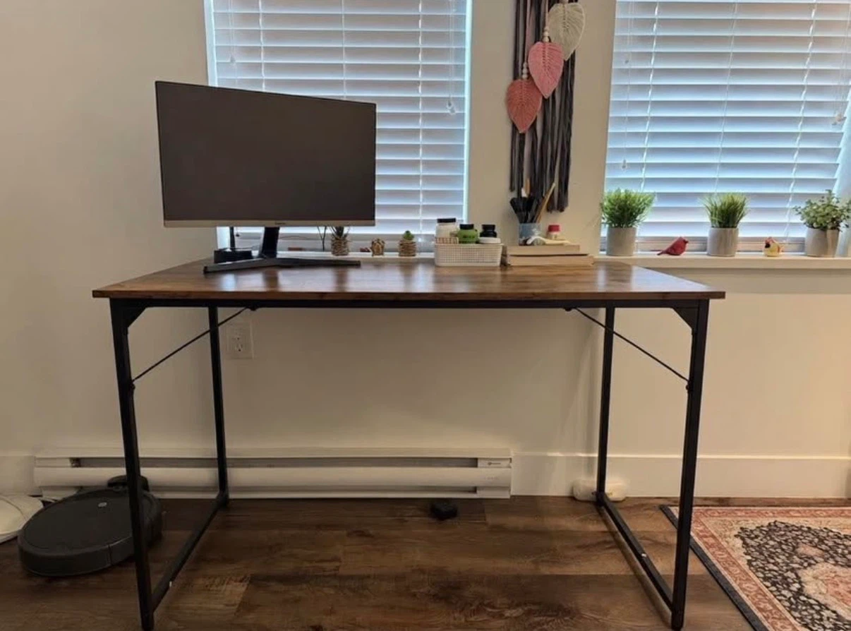 Rustic Wood Top Desk with Black Metal Legs - photo 2