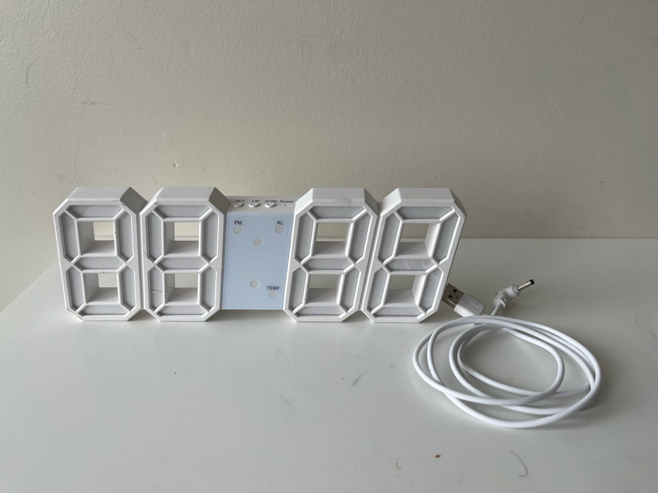 White Digital LED Desk Clock - photo 2