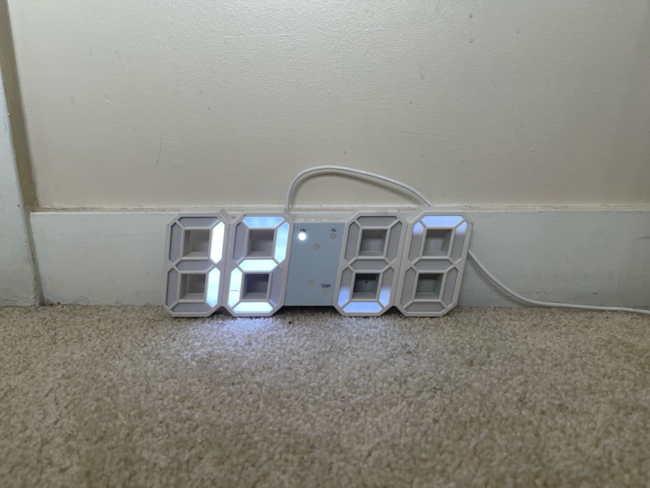 White Digital LED Desk Clock