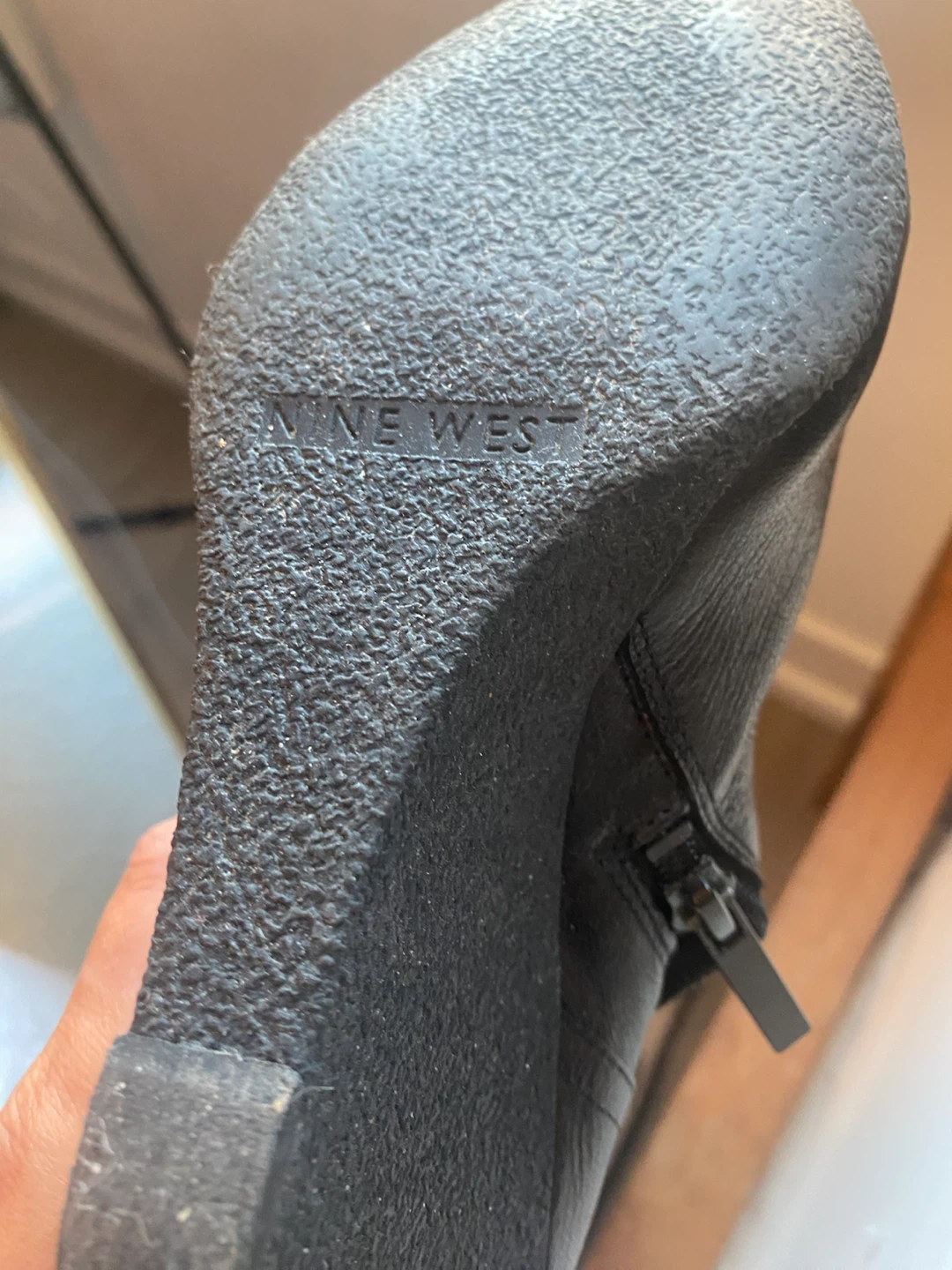 Black Leather Lace-Up Wedge Boots - photo 5