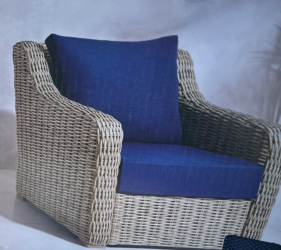 Wicker Chair Cushions - Blue