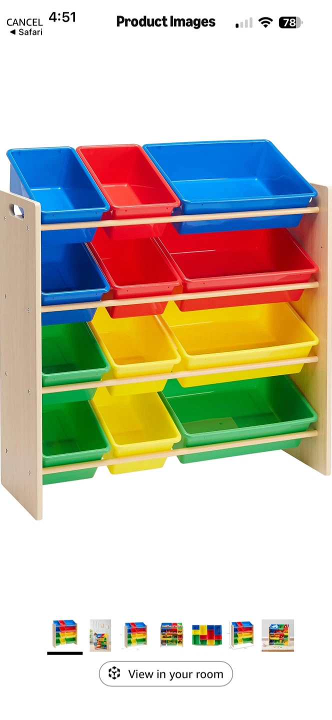Kids Toy Storage Organizer with 12 Plastic Bins