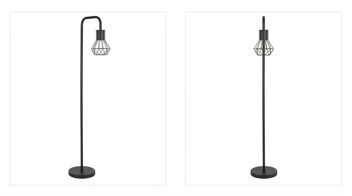 Black Metal Floor Lamp with Geometric Shade