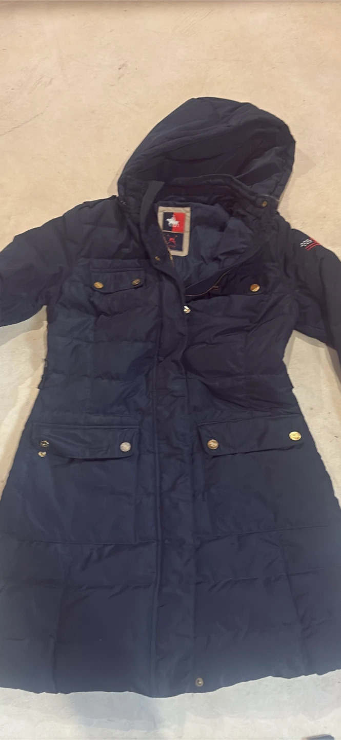 Navy Quilted Coat with Hood - photo 2