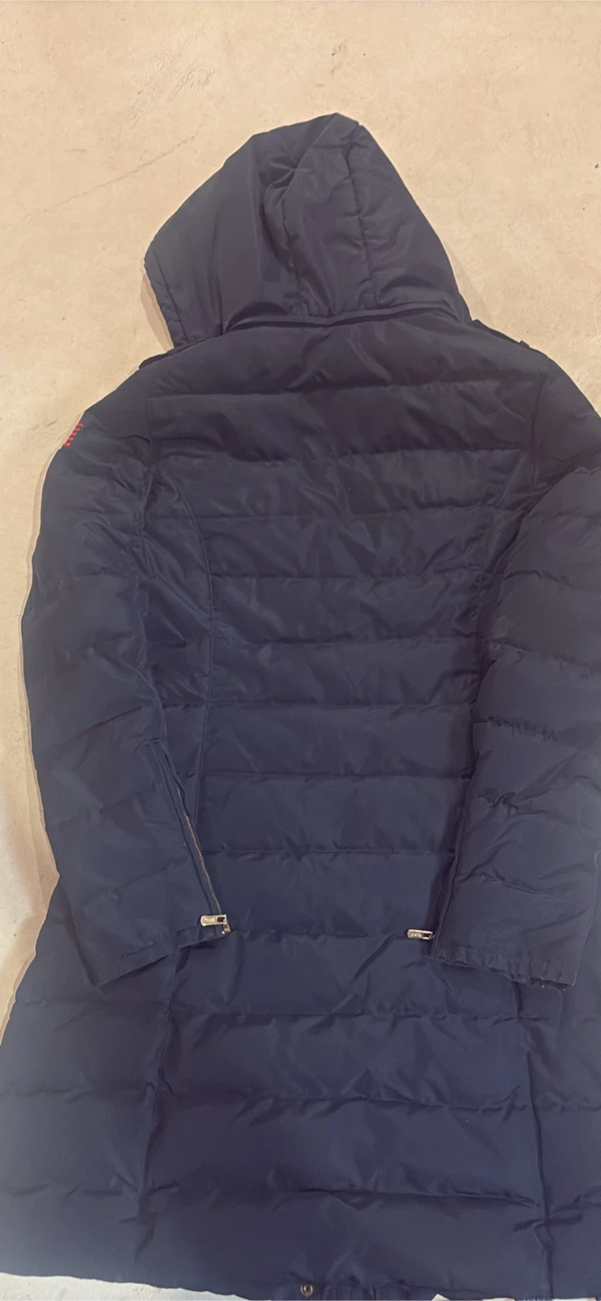 Navy Quilted Coat with Hood - photo 3