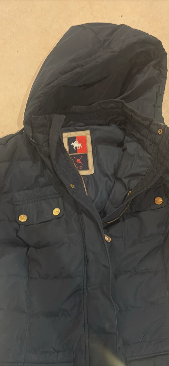 Navy Quilted Coat with Hood - photo 4